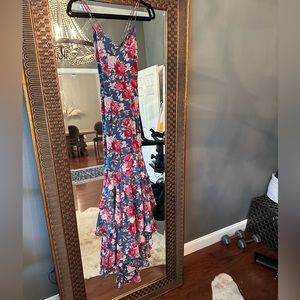 SHEIN Floral Mermaid Lace-Up Backless Dress